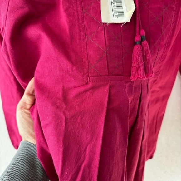 Johnny Was Calme Pink XS Pink 3/4 Tassel Embroidered Blouse - Picture 9 of 14